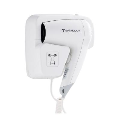 China MODUN Hotel Toilet Used 1200W Hotel Plastic Wall Mounted Hair Dryer With Plug for sale