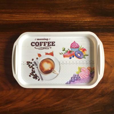 China Fashionable Use Reusable Melamine Plastic Houseware Storage Tray With Rim for sale