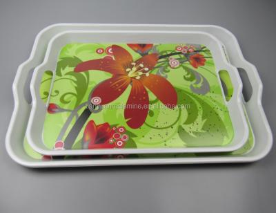 China 2019 Wholesale Tableware Melamine Tray Porcelain Customs Service Plastic Food Serving Tray for sale