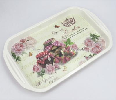 China Cheap 2019 Beautiful Durable Eco-friendly Design Custom Melamine Plastic Serving Use Trays for sale