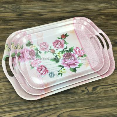 China 2019 Dinnerware Decal Printing Custom Melamine Plastic Serving Tray for sale