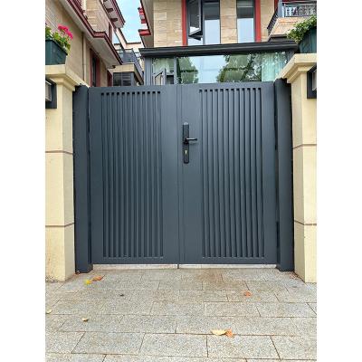 China Easily Compiled New Modern Wrought Iron Yard Gate Exterior Gates Base Track Designs for sale