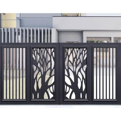 China Double Swing Aluminum Or Iron Easily Assembled Decorative Gate Designs Single Driveway Security Fencing Lattice Gate Black for sale