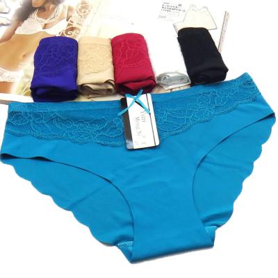 China Yun Meng Ni Ice Silk Seamless Lingerie Front Sexy Lace Women Breathable Panties Smooth Soft Ladies Panties for sale