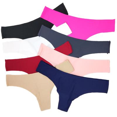 China Breathable Sexy Laser Cut One Piece Seamless Women's Underwear T-back Thong Panties for sale