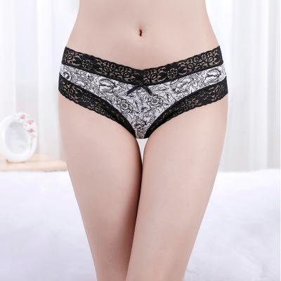 China New Breathable Cotton Briefs Floral Printed Sexy Underwear Lace Mesh Panties Skin-friendly Women Panties For Women for sale