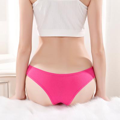 China Amazon Breathable Hot Sale Girl Solid Color Bikini Panties Cotton Spandex Teen Thong For Women's G-String Brief for sale