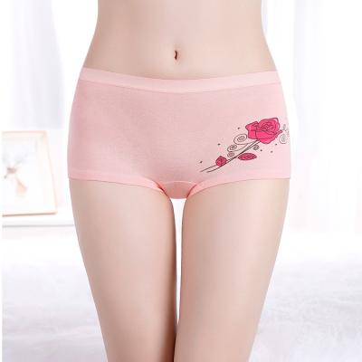 China Yun Meng Ni style breathable cotton wholesale fashion ladies seamless boyshorts printed big ross underwear for girls for sale