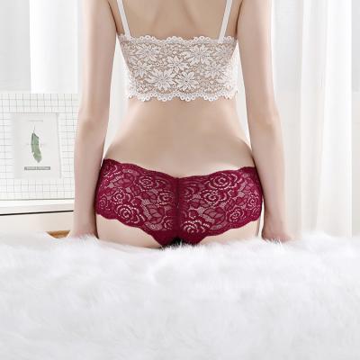 China Breathable Sheer Ladies Lace Up Sexy Ladies Fancy Skinny Boxers Panties Boyshorts for sale