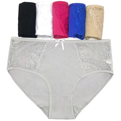 China Yun Meng Ni Sexy Underwear Side Lace Mature Lingerie Large Size Panties Breathable Sheer Cotton for sale