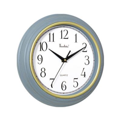 China New 2021 Simple Sync Plastic Concise White And Gray Round Wall Clock Simple Minimalist For Wall Decoration for sale