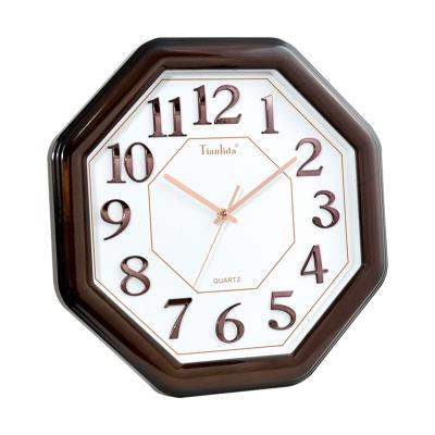 China China Supplier Wholesale Customizable Retro Style Octagon Living Room Timing Wooden Wall Clocks For Home Decorations for sale