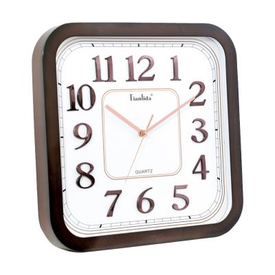 China Chinese Supply Square Wall Clock Timing Plastic Light Luxury Wooden Home Decorative for Wall Decoration for sale