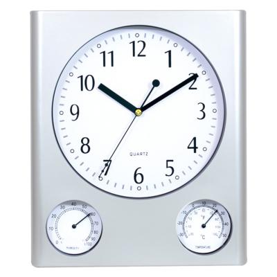 China Hot Selling Timing 12 Inch Clock Plastic Wall Clock With Temperature And Humidity Function For Home Decoration for sale