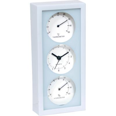 China Small Size Desktop Clock Timing Plastic Framed With Decorative Temperature And Humidity Dial for sale