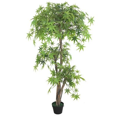 China Art Wholesale Green Artificial Maple Treehouse Environmental Friendly Ornamental Plastic Garden Tree Plants For Office Decor for sale