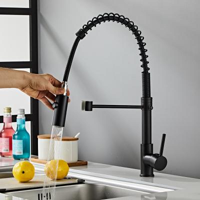 China Sense Faucets Factory Wholesale Price High Quality Chrome Spring Kitchen Sink Brass Faucet With Pull Down Sprayer Hot Cold Mixer Tap for sale