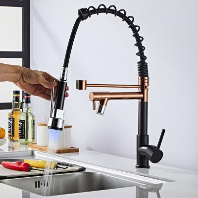 China Modern Quality Pull Out Spring Sink Faucet Flexible Brass Single Handle Pull Down Kitchen Faucet for sale