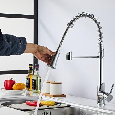 China Modern Commercial Kitchen Sink Faucet Single Handle Spring Single Spring High Arc Kitchen Faucet for sale