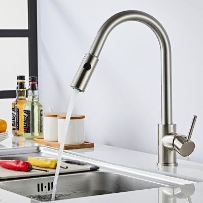 China Modern Magnetic Docking Pull Down Kitchen 304 Stainless Brushed Faucet for sale