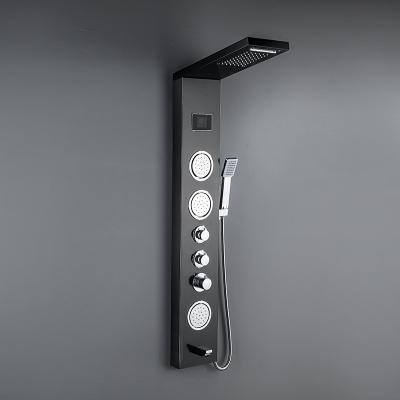 China Without Slide Bar Wall Mounted Waterfall Shower Column Set Tower Massage Body Spa Bathroom Wall Shower Panels Gold for sale