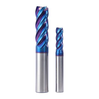 China Blue Carbide Nano Coating Solid Carbide Corner Radius End Mill Cutters for sale