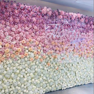 China Wholesale Colorful Wedding Artificial Flower Wall Decoration Plant Artificial Flower Wall Backdrop for sale