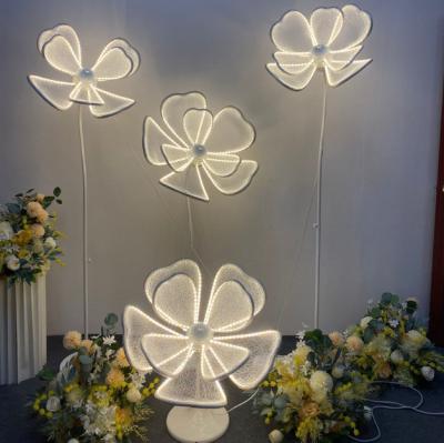 China Creative Romantic Wedding Decoration Props Wedding Aisle Decorations Flower Shape Light Stand Pillar Flower Light For Wedding Stage for sale