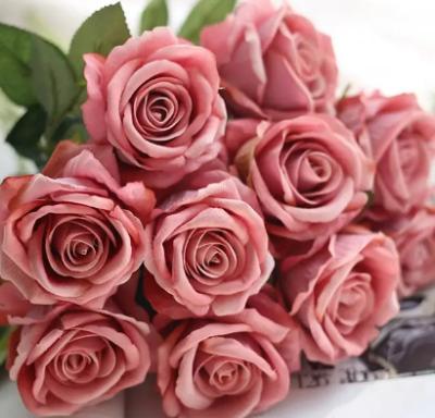 China Artificial Silk Rose Bouquet Flowers Rose Flower 20 Heads Artificial Wholesale Home.Party.Restaurant.Bar.Hotel.Wedding for Wedding Decor for sale