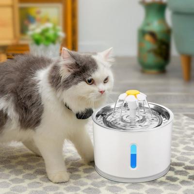 China 2.4L Cat Water Fountain LED Water Drinking Dispenser USB Driver Automatic Electric Mute Pet Drinker Bowl for sale