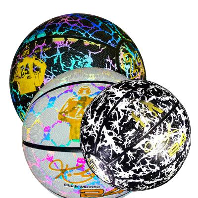 China Team Sporting Games size 7 man training Perfect gift Night Games Glow in The Dark Holographic Luminous glowing Reflective Basketball for Training for sale