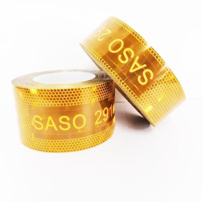 China Truck Safety Zhentu 5cm/7.5cm/10cm*50m New Regulation SAUDI ARABRIA Market Yellow Red White Reflective SASO 2913 Conspicuity Tape for sale