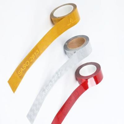 China Truck Safety Zhentu 5cm/7.5cm/10cm*25m New Regulation For SAUDI ARABIA Market Yellow Red White Reflective SASO 2913 Conspicuity Tape for sale