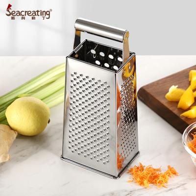 China 9 Inch 4 Side High Quality Viable Multifunctional Kitchen Stainless Steel Cheese Box Vegetable Grater for sale