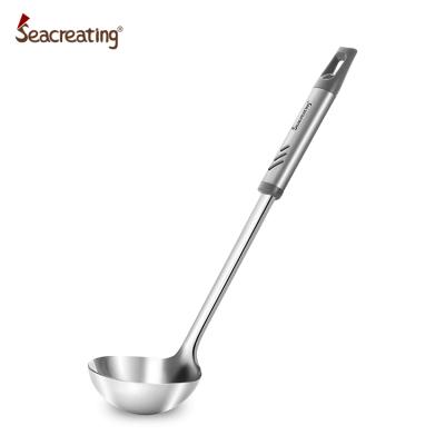 China Food Grade 304 Stainless Steel Sustainable High Quality Easy Cleaning Soup Ladle With ABS Handle for sale