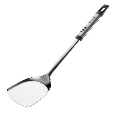 China Sustainable High Quality 430 Kitchen Utensil Stainless Steel Wok Turner With Comfortable Handle for sale