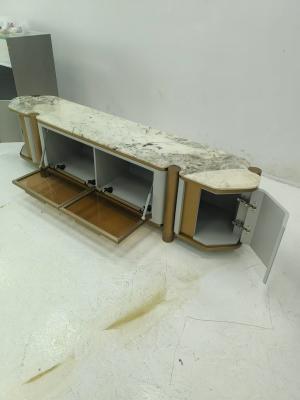 China Modern Minimalist Coffee Table Marble Wood Metal Construction For Home Hotel Use for sale