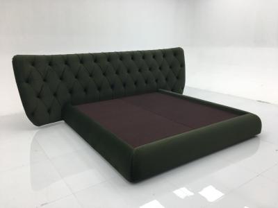 China High Density Sponge Upholstered Headboard Full Grain Leather Bed Frame For Bedroom for sale