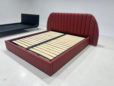 China Italian Designed Luxurious Leather Fabric Bed Modern Minimalist Masterpiece for sale