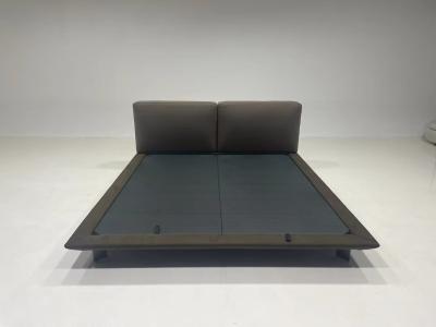 China Contemporary Leather Bed With Fabric Headboard Italian Luxury For Home And Hotel for sale