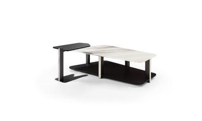 China 120cm X 60cm X 45cm Contemporary Marble And Wood Coffee Table With Metal Accents for sale