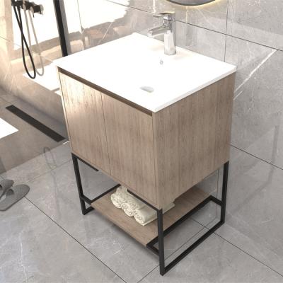 China Modern Custom Floor Standing Resin Sink Bathroom Vanity Cabinet Freestanding Set for sale