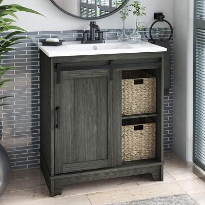 China Modern Vanity Manufacturer Custom Modern Floor Mounted Rectangular Bathroom Vanity With Resin Countertop Sink for sale