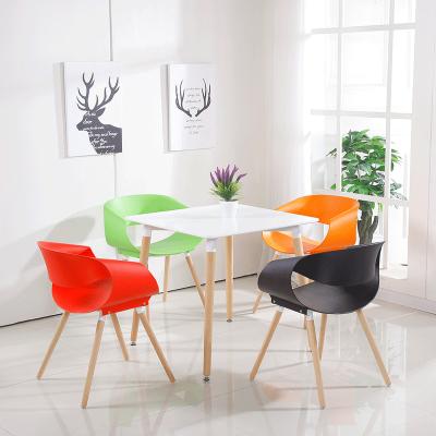 China New Designed High Quality Nordic Style MDF Top Square Cheap Restaurant Dining Table With Solid Wood Legs for sale