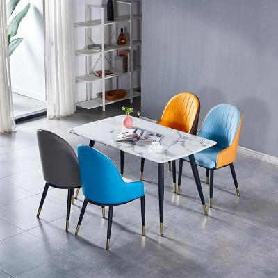 China Modern dining set hotel restaurant tables and chairs marble dining table new designs set for cafes and restaurants for sale