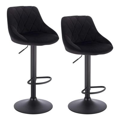 China Modern Commercial Furniture Modern Bar Stools Chairs For Bar Counter Fabric Bar Chair For Nightclub Velvet Turned Chair for sale