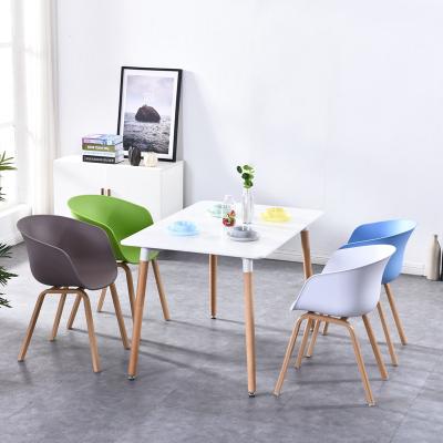 China High Quality Cheap MDF Classic 4 Seats MDF Fiber Top Dining Table Set / Modern Dining Table And Chairs for sale