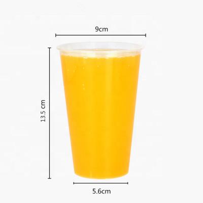 China 500ml Clear PP Material Plastic Disposable Cup Milk Tea Cup Juice Disposable Cup With Lids for sale