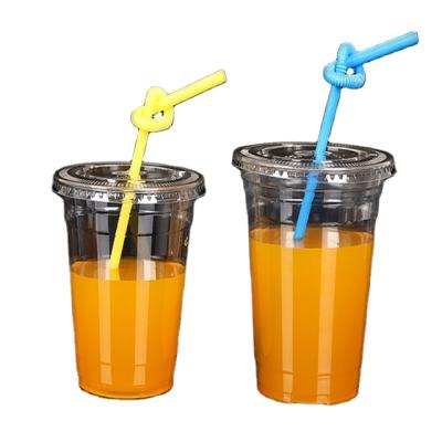 China 20oz Disposable Clear Custom Plastic PET Coffee Cold Beverage Cup Drinkware Cup With PET Lid for sale