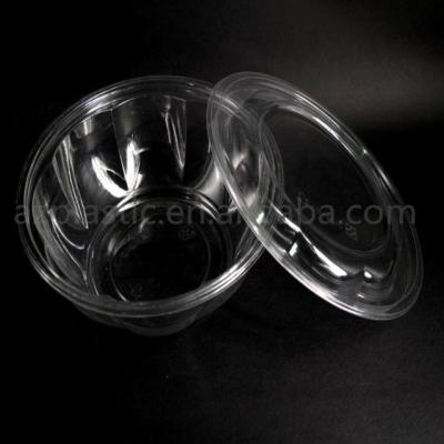 China Food Grade Disposable Clear Plastic Packaging Container Food Blister Packing Box Round Salad Bowl for sale